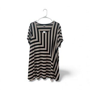 Simply Emma Black and Cream Striped Top Size 2X